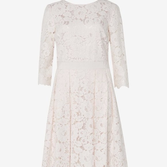 Ted Baker London Ameeya Flora Lace Fit & Flare Dress in Light Pink Pleated Skirt - Picture 13 of 17